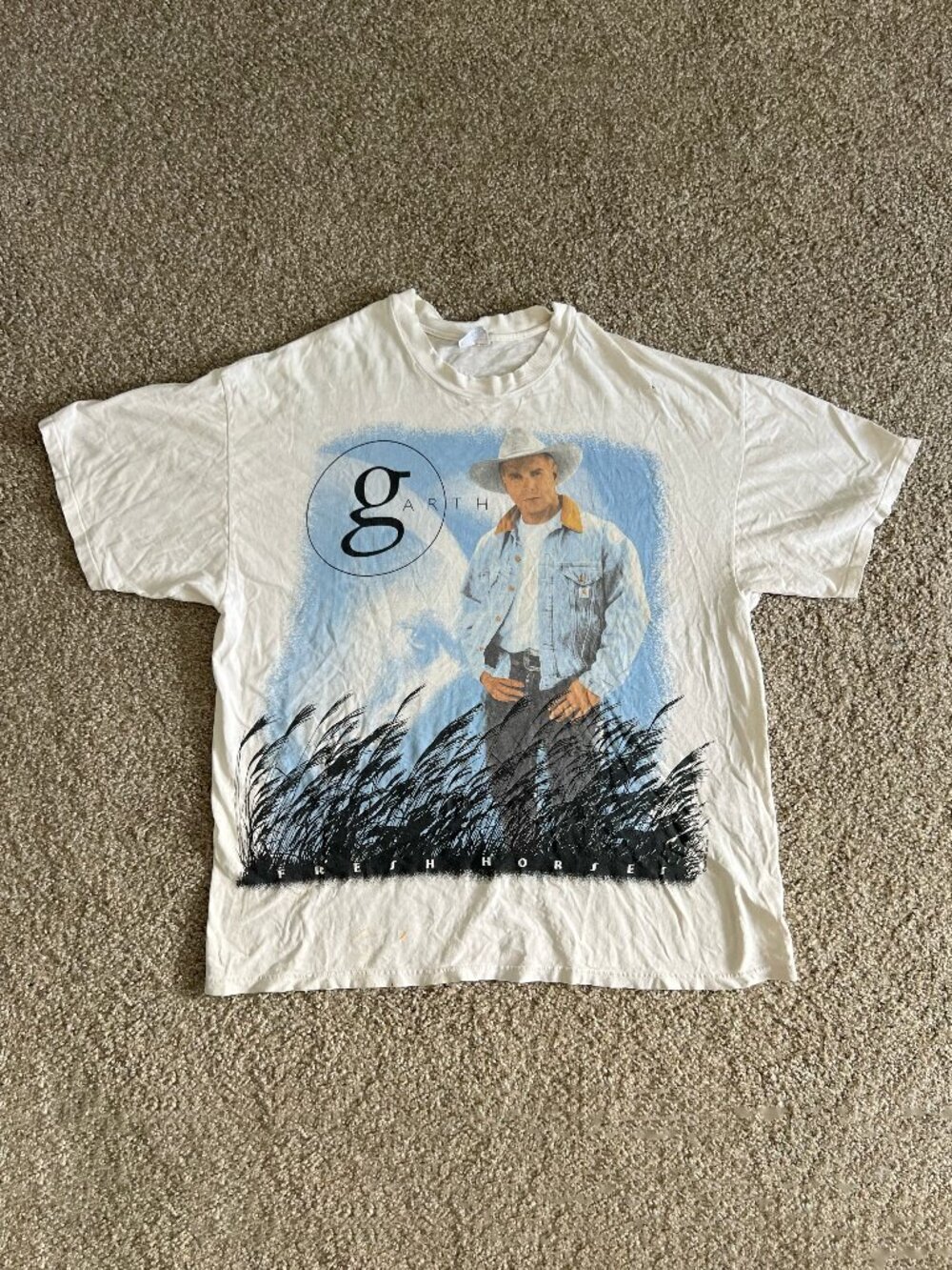 90s Garth Brooks Raising Horses Concert Tour T-Shirt Large Single Stitch 2XL